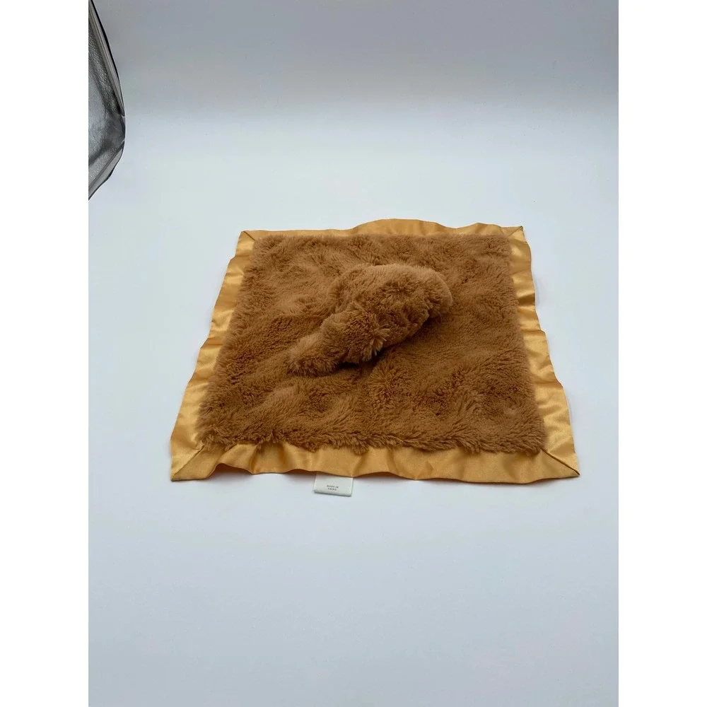 Cloud Island Security Blanket Lovey Brown Gold Puppy Dog Faux Fur Satin 12in